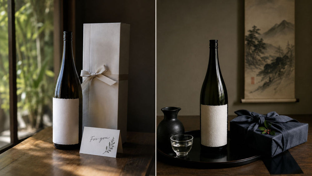 Premium Japanese sake presented as an elegant gift