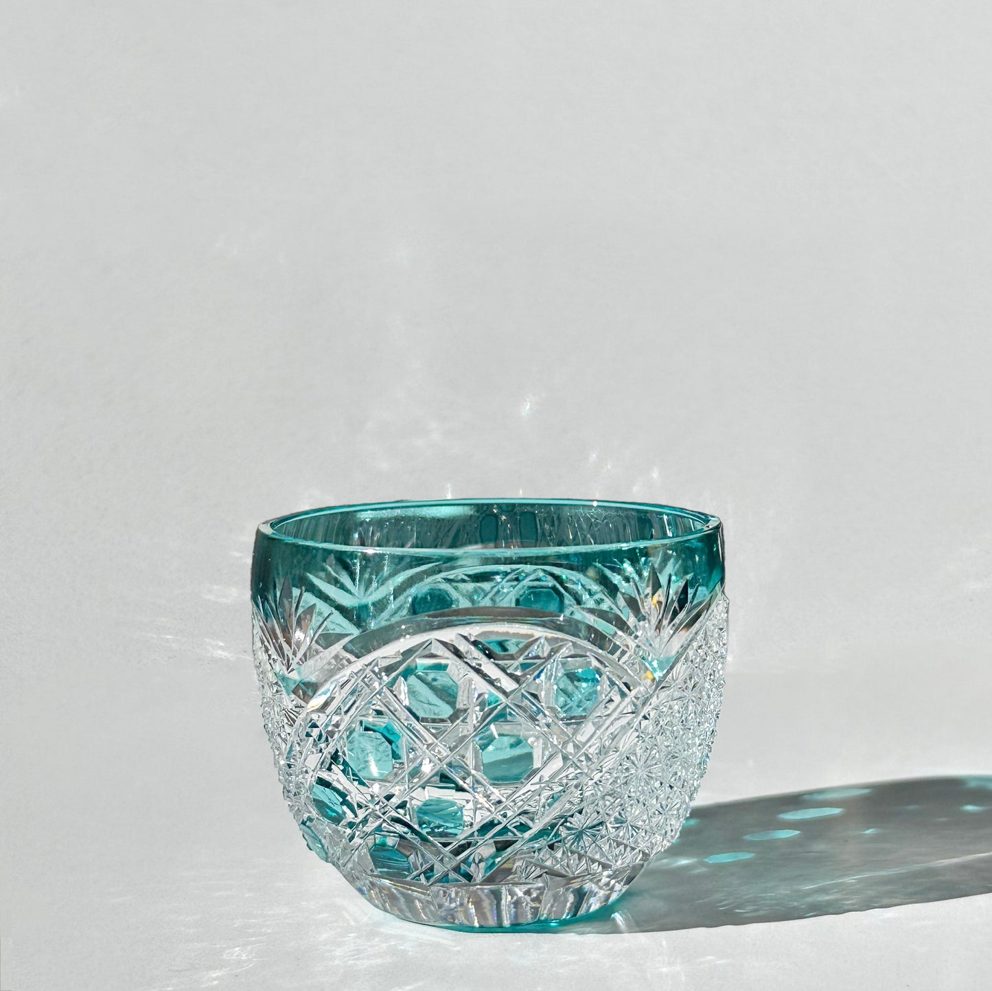Yamada Shinsei Edo Kiriko Kogane Crystal Sake Glass blue
