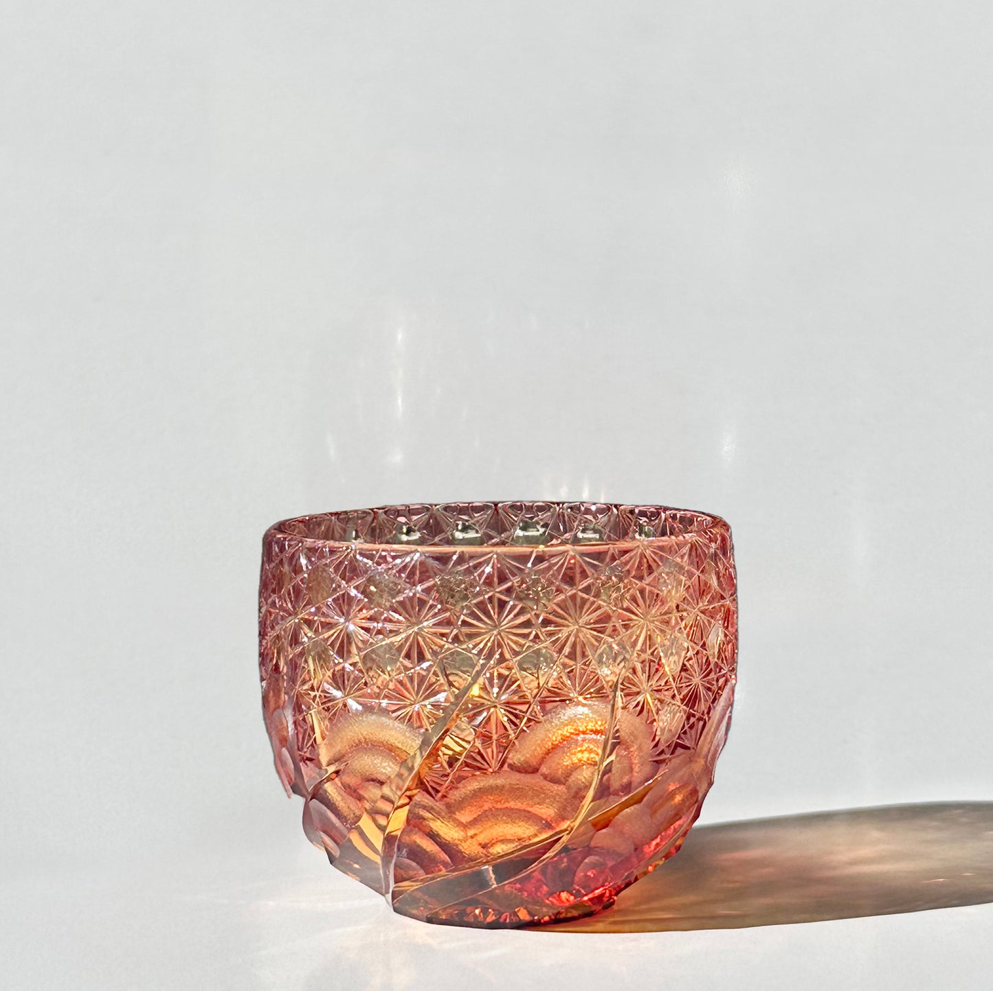 Yamada Shinsei Edo Kiriko Sake Glass | Crystal Craft clear orange